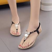 新款凉鞋女平底韩版学生鞋波西米亚风夹趾沙滩鞋夏季大码女鞋