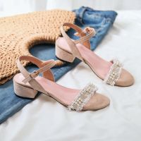 女式凉鞋女2021新款网红夏季时尚百搭仙女风淑女一字带中跟鞋