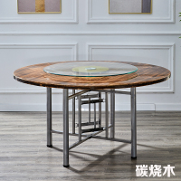 大圆桌面家用炭烧木加厚圆桌面带木框酒店饭店夜宵摊专用带桌腿