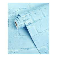 壁纸墙贴装饰贴自贴墙纸防水加厚10米砖纹壁纸自粘店铺奶茶店学生宿舍装饰墙贴画 加厚60厘米宽-英文砖蓝色-10米 超