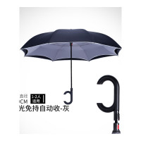 乐拼购其他品牌雨衣雨伞太阳伞车用创意反向伞全自动双层免持式汽车长柄雨伞男女超大号双人定制 免持升级自动-灰色(反光