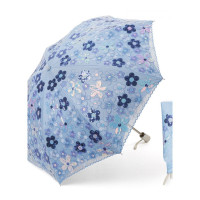 乐拼购其他品牌雨衣雨伞太阳伞刺绣太阳伞女防晒防紫外线蕾丝女神公主洋遮阳晴雨伞两用小巧便携 亮片桃花二折款-兰色