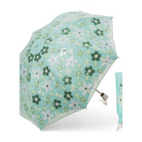 乐拼购其他品牌雨衣雨伞太阳伞刺绣太阳伞女防晒防紫外线蕾丝女神公主洋遮阳晴雨伞两用小巧便携 亮片桃花二折款-绿色