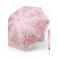 乐拼购其他品牌雨衣雨伞太阳伞太阳伞女遮阳防晒紫外线蕾丝刺绣女神公主洋伞小巧便携晴雨伞两用 牡丹二折粉色