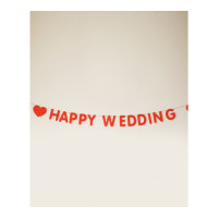 kemoko无纺布字母拉旗创意婚房结婚布置婚礼装饰拉花求婚拍摄道具 心happywedding心送红绳和点胶(1条)