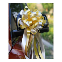 结婚婚礼婚庆婚房布置婚车装饰用品拉花车队彩带套装花车大全汽车 [22.浅金色]1盒10条装双层6CM大朵婚车拉花