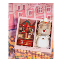 情人节生日纪念照片订制旋转木马音乐盒闺蜜创意水晶球生日女孩公主实用小八音盒儿童 冬季北极熊暖手宝木马音乐盒款