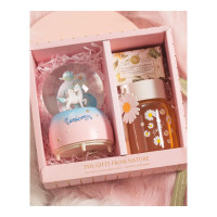 乐拼购其他品牌情人节生日纪念照片订制旋转木马音乐盒闺蜜创意水晶球生日女孩公主实用小八音盒儿童 茉莉小雏菊水杯音乐盒套装