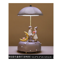 情人节生日纪念照片订制实用小夜灯音乐盒天空之城送女生闺蜜生日音月创意八音盒礼品 棕色情侣音乐盒夜灯(送电池)