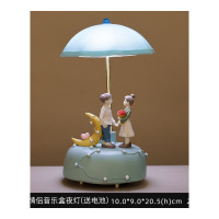 情人节生日纪念照片订制实用小夜灯音乐盒天空之城送女生闺蜜生日音月创意八音盒礼品 绿色情侣音乐盒夜灯(送电池)