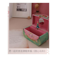 情人节生日纪念照片订制法国儿童收纳盒旋转公主女孩首饰盒音乐盒八音盒玩具木质 DJ06604珠宝音乐盒-甜心马车