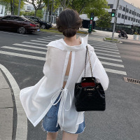 防晒衣2020新款薄款百搭衬衫女设计感小众后背绑带冷淡风开衫外套