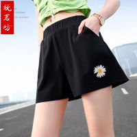 小雏菊运动短裤女外穿跑步宽松休闲阔腿三分热裤高腰大码腿粗裤子