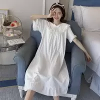 睡裙女夏纯棉短袖可爱甜美仙女宫廷睡衣女春秋公主风长款睡裙宽松