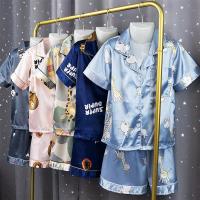 男童睡衣夏季薄款冰丝儿童空调家居服短袖夏天中大童12岁15小男孩