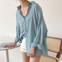 夏季2020新款韩版气质雪纺防晒衣女轻薄外穿宽松长袖防晒衬衫外套