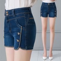 品质牛仔短裤女夏季外穿弹力高腰大码女士显瘦黑色牛仔裤热裤