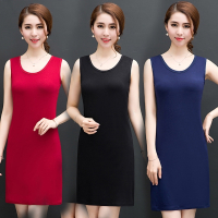 睡裙女吊带背心显瘦打底连衣裙夏中长款妈妈装无袖修身打底背心裙