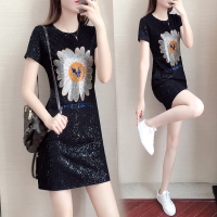 大码女装2020年夏季新款小雏菊胖mm时尚宽松洋气遮肚显瘦连衣裙