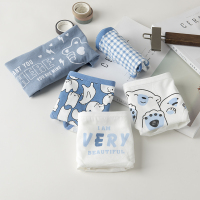 5条装内裤女纯棉学生少女日系白色可爱印花卡通动物图低腰三角裤