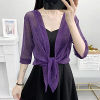 夏季薄款配裙子的小披肩外搭罩开衫女短款蕾丝上衣外套防晒衣女