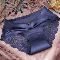 2-3条装冰丝无痕内裤女士中腰蕾丝性感奢华透气提臀棉裆内裤