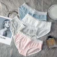 2条/3条中腰蕾丝内裤女95棉学生日系韩版提臀舒透气无痕春夏三角