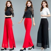 雪纺阔腿裤女裤高腰宽松广场舞长裤甩腿裤2020新款垂感阔脚跳舞裤