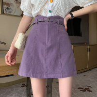 紫色半身裙女夏季2020新款包裙防走光高腰牛仔裙显瘦裙子a字短裙