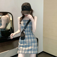 2020新款收腰显瘦格子连衣裙女夏季性感包臀吊带裙外穿气质裙子潮