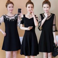 夏装短袖女连衣裙大码胖mm遮肚2020新款中长款上衣妈妈装拼接裙子