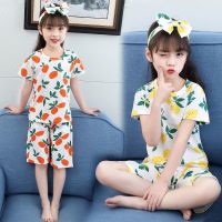 女童睡衣套装夏季纯棉薄款儿童家居服儿童睡衣女孩短袖宝宝空调服