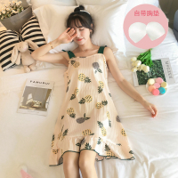 夏季冰丝吊带睡裙女士韩版甜美睡衣无袖家居服夏天薄款可外穿