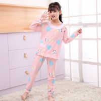 儿童纯棉睡衣女童春秋长袖防蚊空调家居服小女孩睡衣中大童套装夏