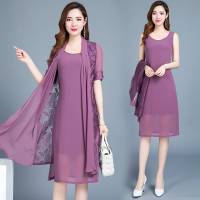 品质好货 两件套连衣裙女2020夏季新款时尚气质中长款雪纺套装裙