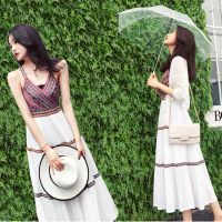 小个子连衣裙女2020夏季韩版时尚沙滩裙女小性感吊带性感露肩长裙