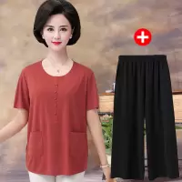 妈妈装夏装洋气套装/单件女t恤中老年女装宽松大码短袖上衣打底衫