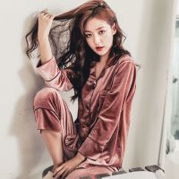 金丝绒睡衣女秋冬加厚保暖套装冬季珊瑚绒学生韩版可爱大码家居服