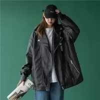 干鱼自制 机车皮衣外套女秋冬短款潮2020年新款韩版宽松pu皮夹克