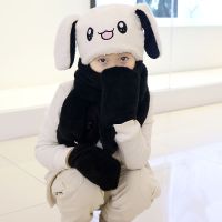 同款会动兔子帽子女韩版学生百搭冬季加厚亲子款儿童围脖保暖