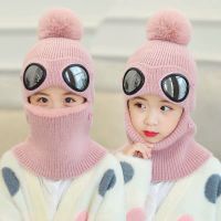 帽子男童女童秋冬户外围脖一体保暖加绒加厚针织毛线帽儿童亲子帽