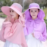 帽子女士夏天大帽檐防晒遮阳帽遮脸防紫外线采茶帽户外骑车太阳帽