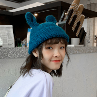 兔猫耳朵针织毛线帽子女冬天日系卷甜美可爱ins保暖韩版百搭网红