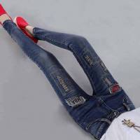 加绒牛仔裤女弹力修身小脚裤铅笔显瘦显高紧身长裤子韩版绣花秋冬