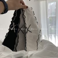 三条装描边冷淡风少女内裤中低腰日系白色黑色纯棉学生性感