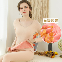 保暖内衣女士加厚加绒紧身美体打底衫冬季纯色棉毛衫保暖秋衣套装