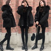 羽绒棉袄女2020冬季新款中长款棉衣女学生毛领收腰棉服加厚外套女