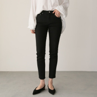 高腰直筒牛仔裤女九分韩国新款弹力显瘦烟管八分小个子黑色基础款