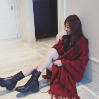 围巾女冬季韩版百搭女士披肩两用红学生长款纯色围脖保暖加厚披风