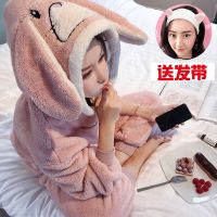 睡衣女秋冬可爱学生珊瑚绒韩版加厚加绒卡通甜美冬天毛绒家居服暖